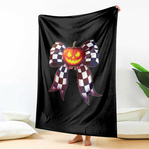 Race Car Halloween Throw Blanket Pumpkin Checkered Coquette Bow TS14 Print Your Wear