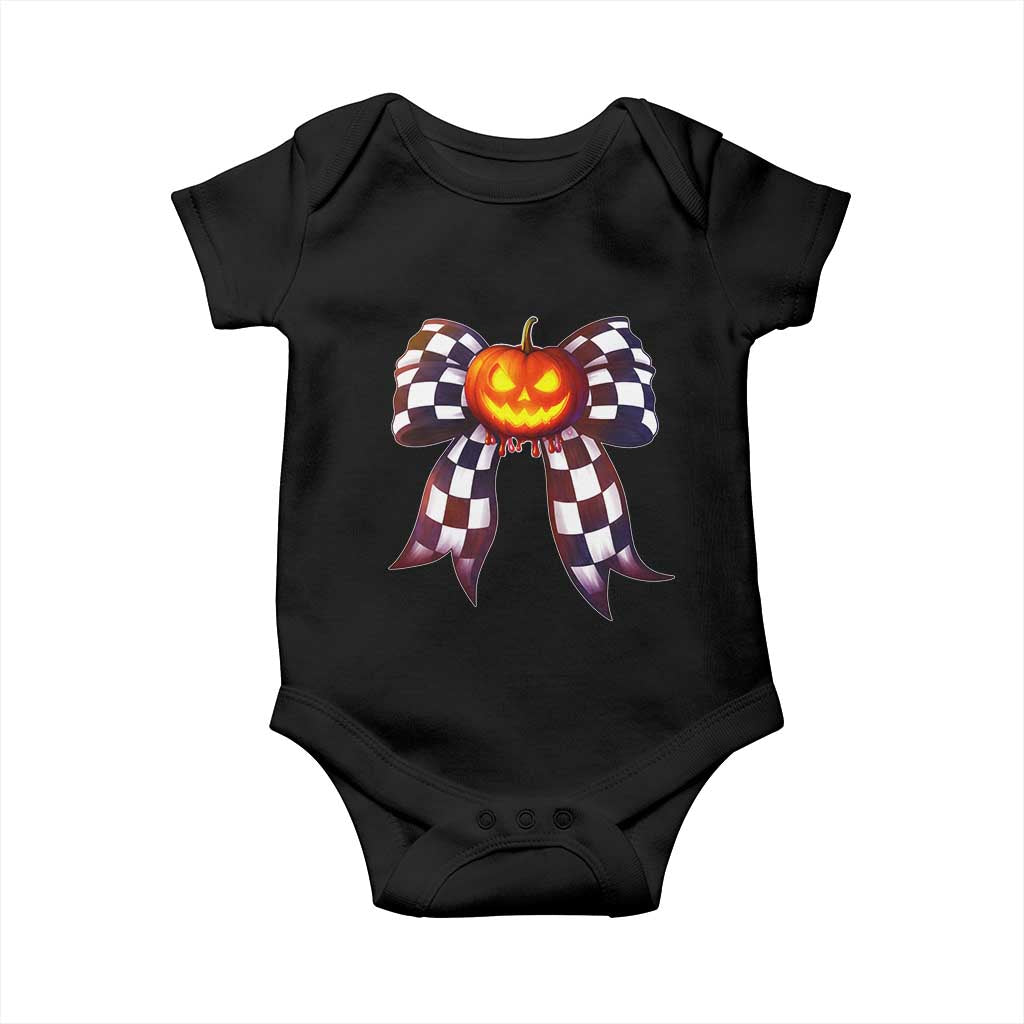 Race Car Halloween Baby Onesie Pumpkin Checkered Coquette Bow TS14 Black Print Your Wear