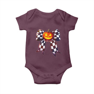 Race Car Halloween Baby Onesie Pumpkin Checkered Coquette Bow TS14 Maroon Print Your Wear