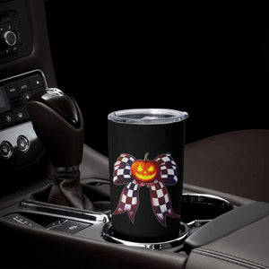 Race Car Halloween Tumbler Cup Pumpkin Checkered Coquette Bow TS14 Print Your Wear