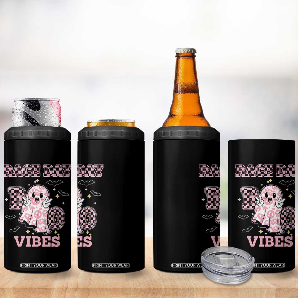 Race Car Halloween 4 in 1 Can Cooler Tumbler Boo Checkered Coquette Bow TS14 Print Your Wear