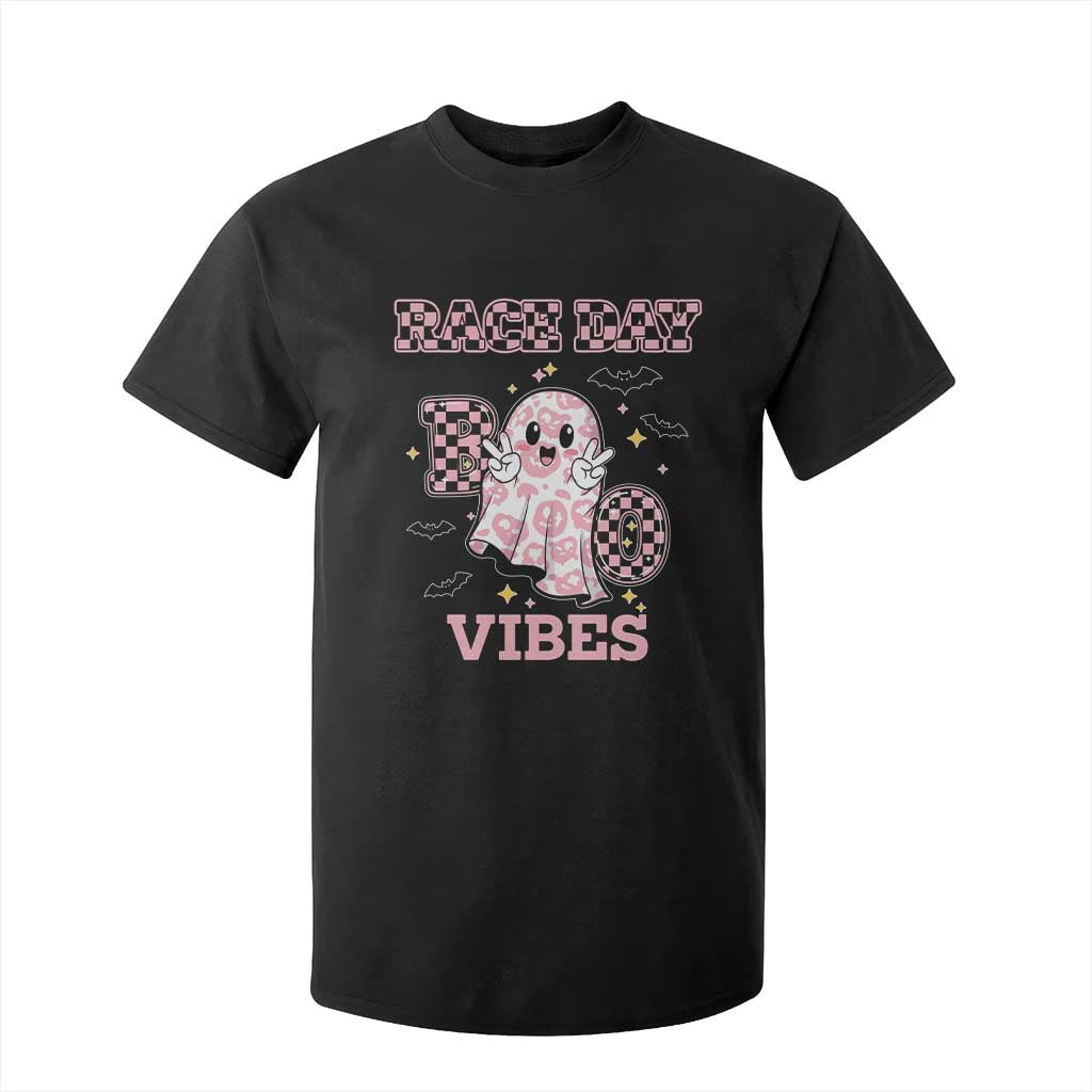 Race Car Halloween T Shirt For Kid Boo Checkered Coquette Bow TS14 Black Print Your Wear
