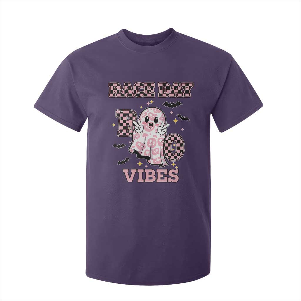 Race Car Halloween T Shirt For Kid Boo Checkered Coquette Bow TS14 Purple Print Your Wear