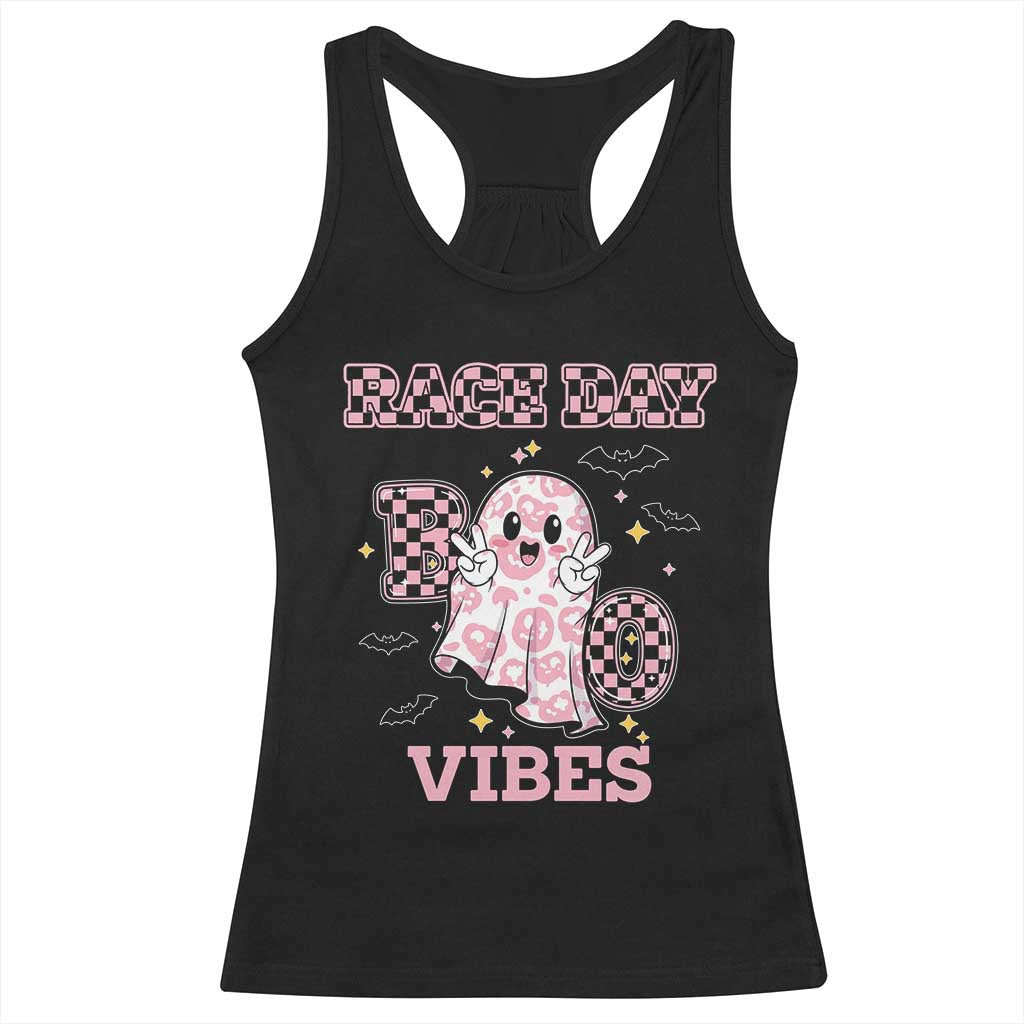 Race Car Halloween Racerback Tank Top Boo Checkered Coquette Bow TS14 Black Print Your Wear