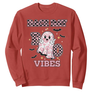 Race Car Halloween Sweatshirt Boo Checkered Coquette Bow TS14 Red Print Your Wear