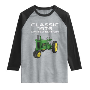 50th Birthday 1976 Limited Edition Classic Farm Tractor Raglan Shirt