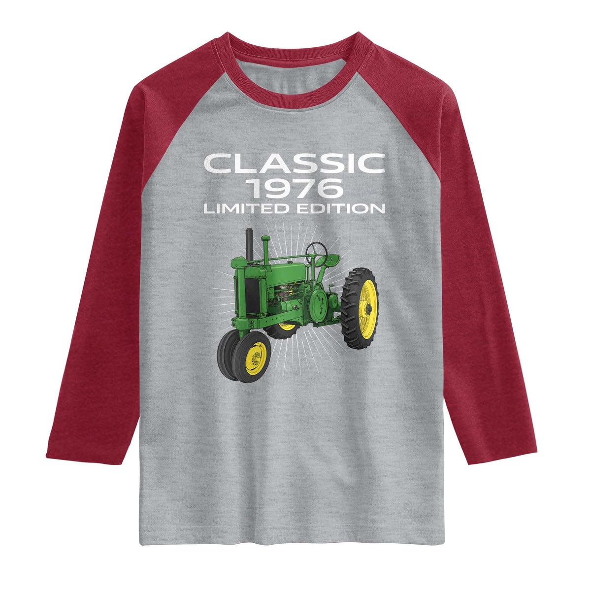 50th Birthday 1976 Limited Edition Classic Farm Tractor Raglan Shirt