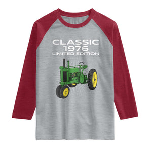 50th Birthday 1976 Limited Edition Classic Farm Tractor Raglan Shirt