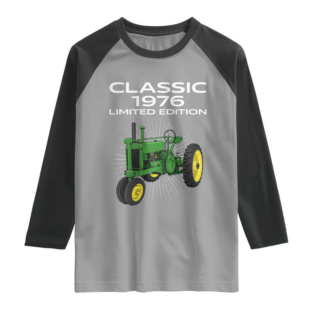 50th Birthday 1976 Limited Edition Classic Farm Tractor Raglan Shirt