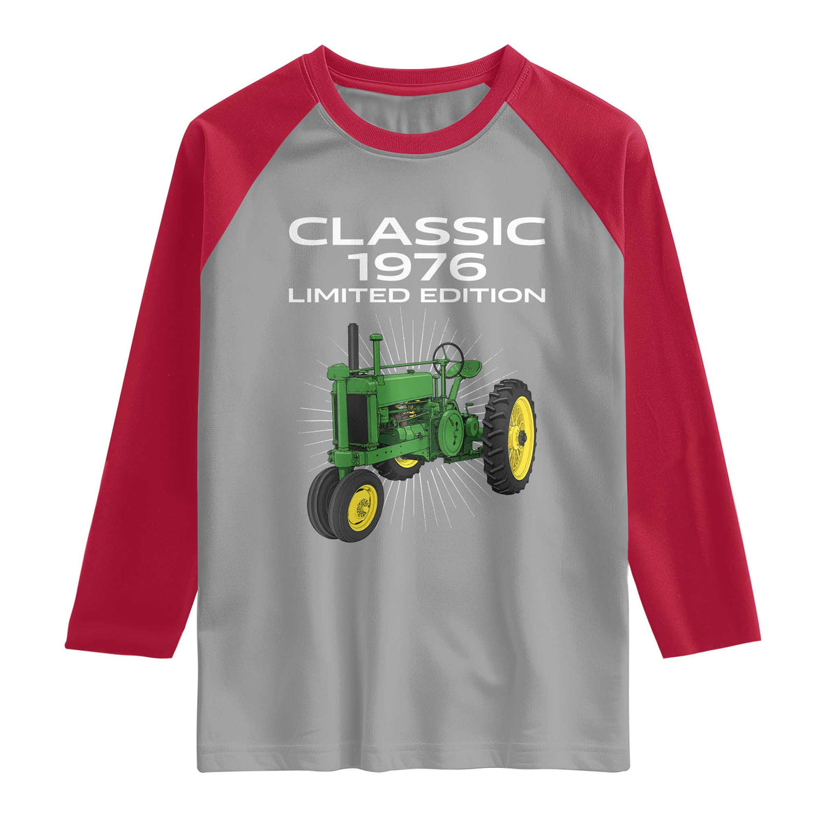 50th Birthday 1976 Limited Edition Classic Farm Tractor Raglan Shirt