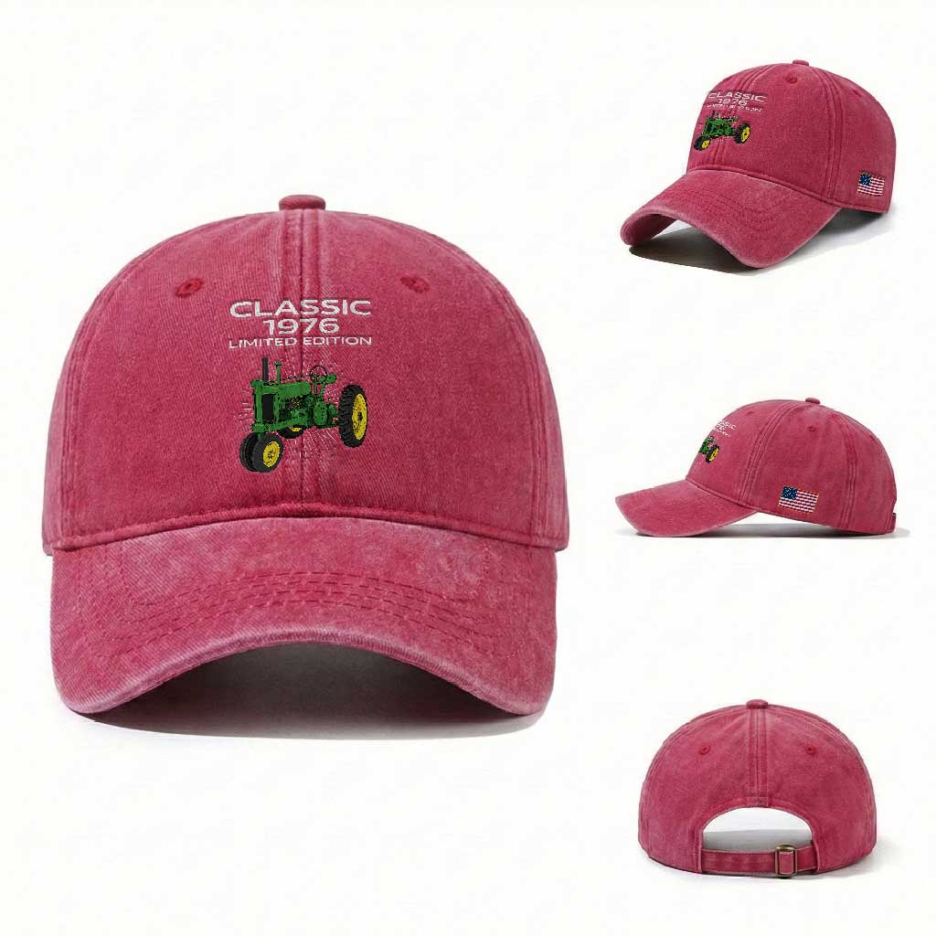 50th Birthday 1976 Limited Edition Classic Farm Tractor Washed Cotton Baseball Cap