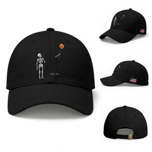 Well Shit Skeleton Holding Balloon Pumpkin Gothic Halloween Baseball Cap Funny Saying Quote