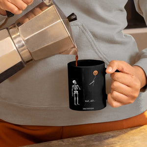 Well Shit Skeleton Holding Balloon Pumpkin Gothic Halloween Coffee Mug Funny Saying Quote