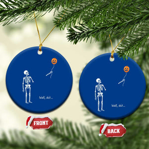 Well Shit Skeleton Holding Balloon Pumpkin Gothic Halloween Ceramic Ornament Funny Saying Quote