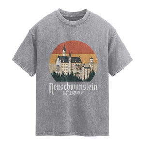 Neuschwanstein Castle Bavaria Germany Souvenir Memorabilia Washed Cotton T-Shirt