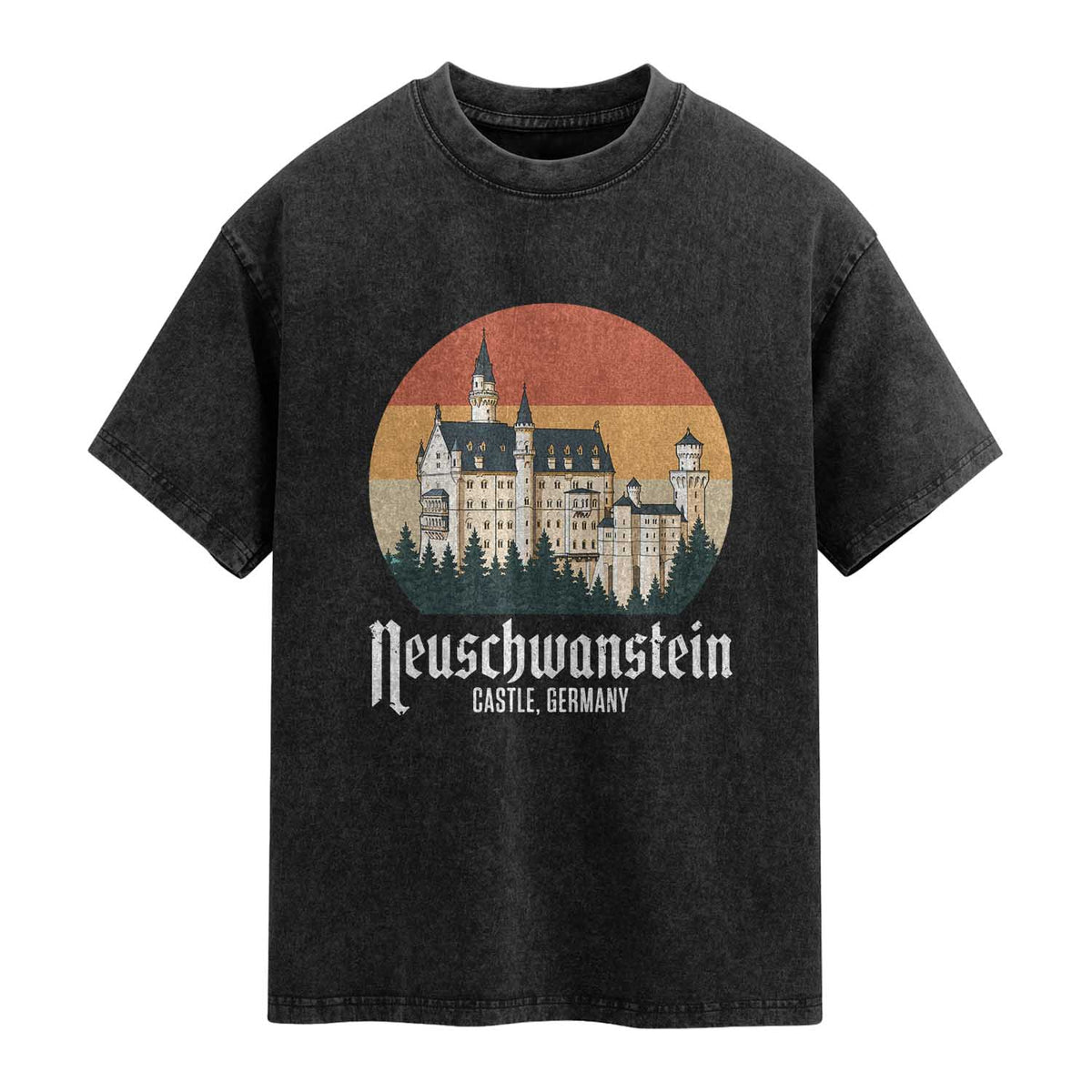 Neuschwanstein Castle Bavaria Germany Souvenir Memorabilia Washed Cotton T-Shirt