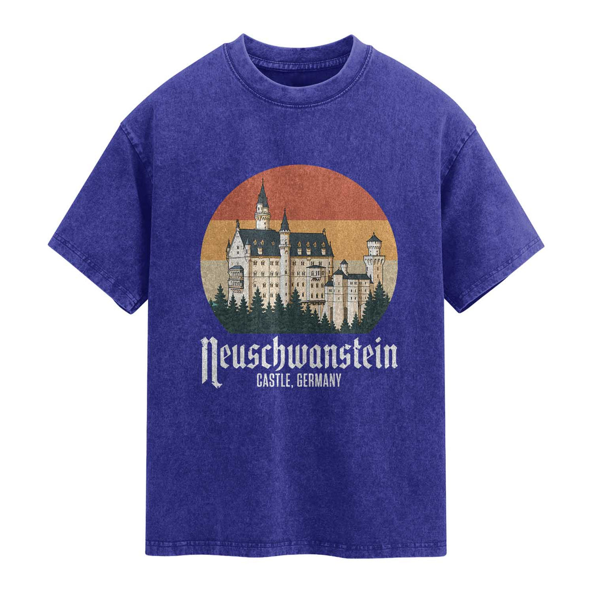 Neuschwanstein Castle Bavaria Germany Souvenir Memorabilia Washed Cotton T-Shirt