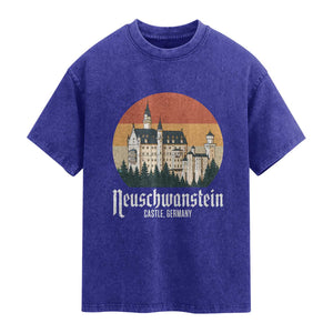 Neuschwanstein Castle Bavaria Germany Souvenir Memorabilia Washed Cotton T-Shirt