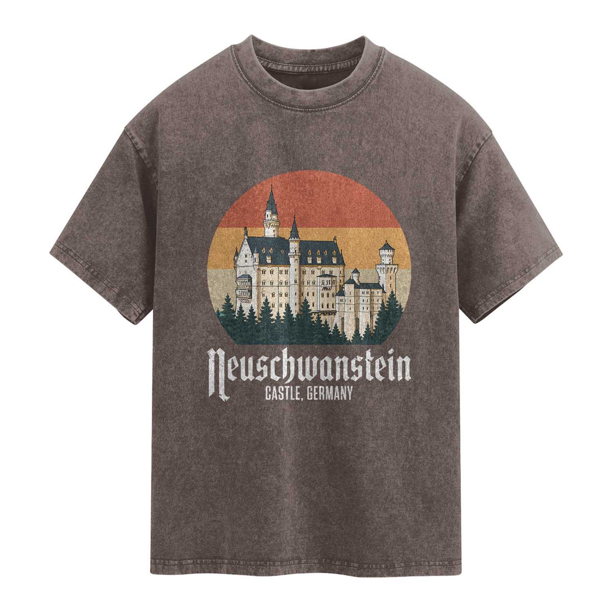 Neuschwanstein Castle Bavaria Germany Souvenir Memorabilia Washed Cotton T-Shirt