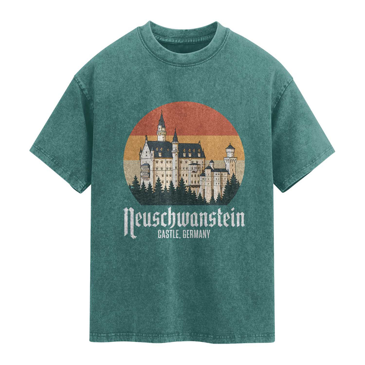 Neuschwanstein Castle Bavaria Germany Souvenir Memorabilia Washed Cotton T-Shirt