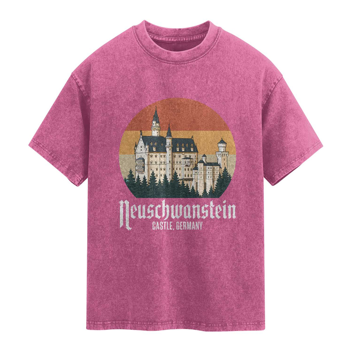 Neuschwanstein Castle Bavaria Germany Souvenir Memorabilia Washed Cotton T-Shirt