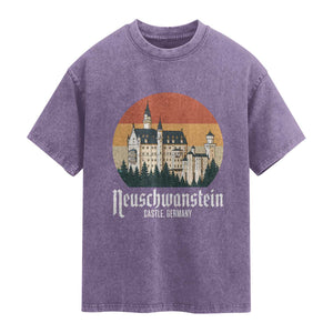 Neuschwanstein Castle Bavaria Germany Souvenir Memorabilia Washed Cotton T-Shirt