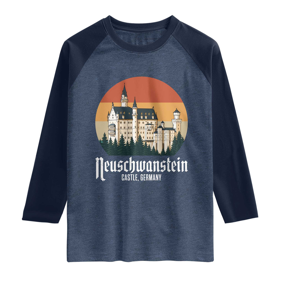 Neuschwanstein Castle Bavaria Germany Souvenir Memorabilia Raglan Shirt