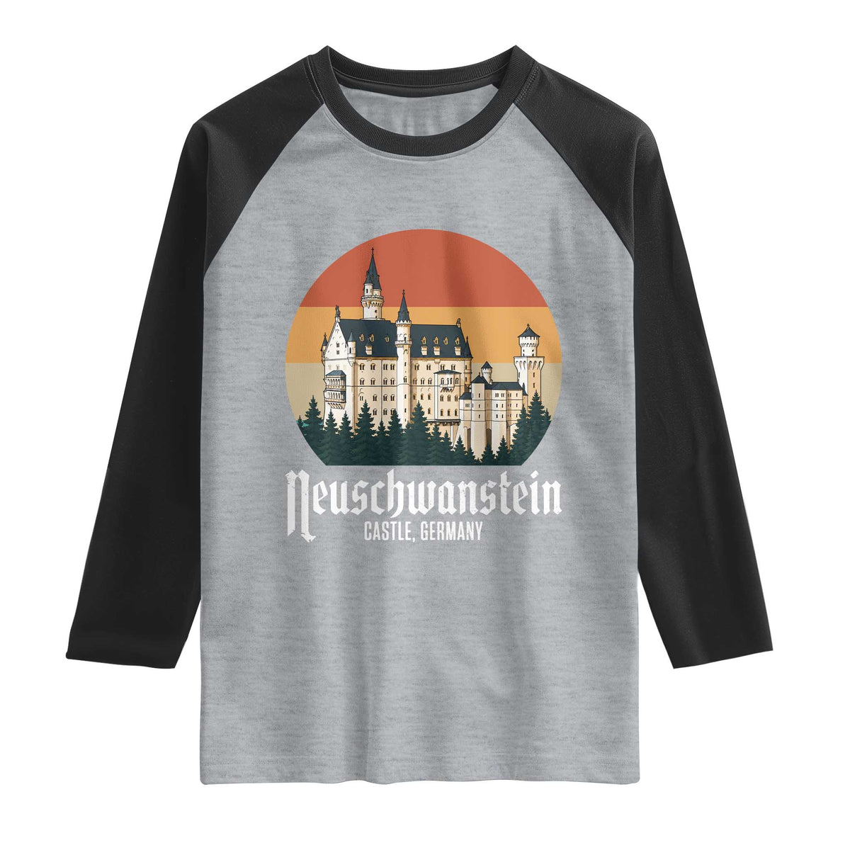 Neuschwanstein Castle Bavaria Germany Souvenir Memorabilia Raglan Shirt