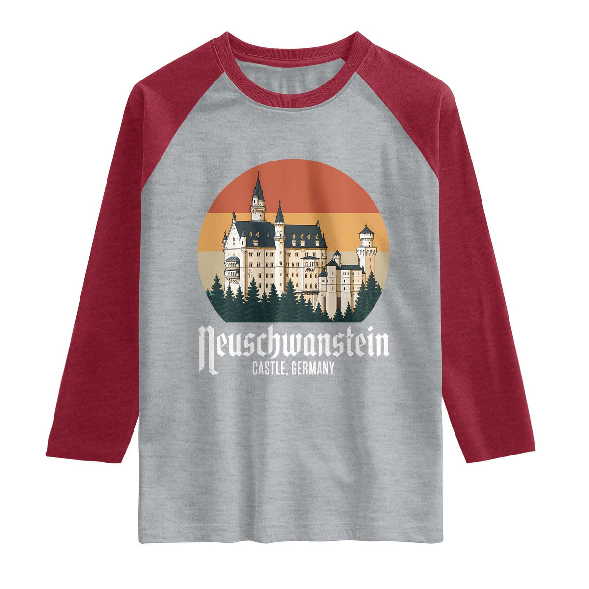 Neuschwanstein Castle Bavaria Germany Souvenir Memorabilia Raglan Shirt