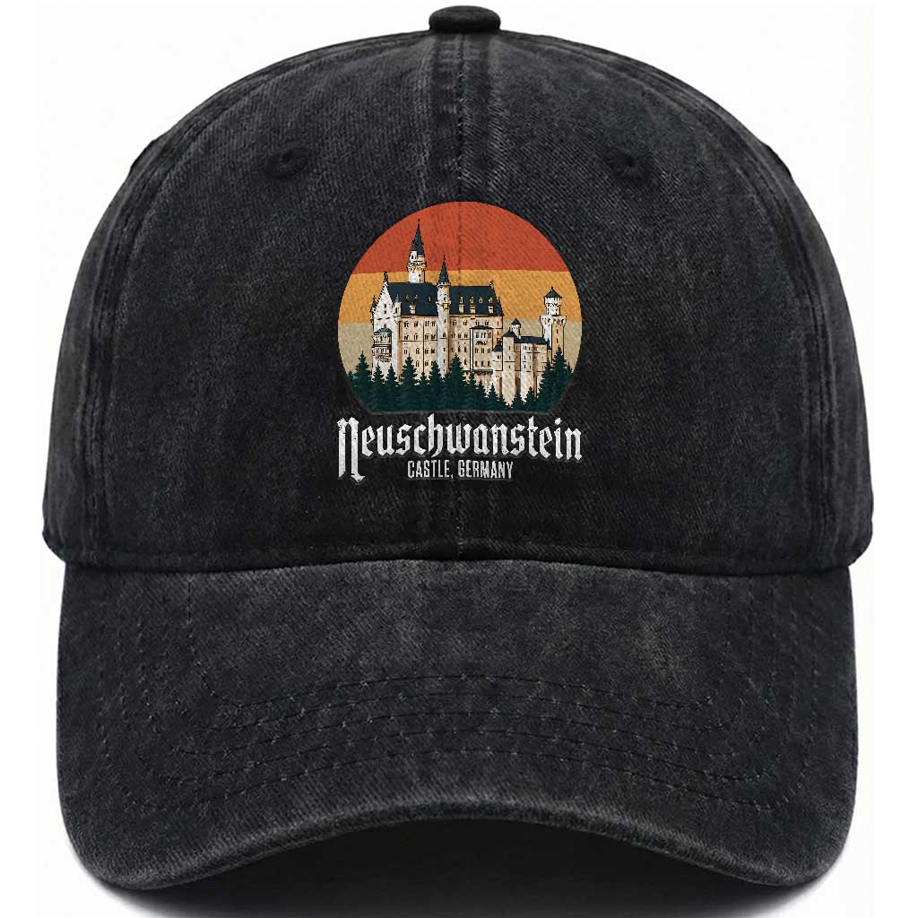 Neuschwanstein Castle Bavaria Germany Souvenir Memorabilia Washed Cotton Baseball Cap