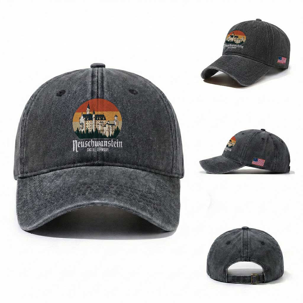 Neuschwanstein Castle Bavaria Germany Souvenir Memorabilia Washed Cotton Baseball Cap