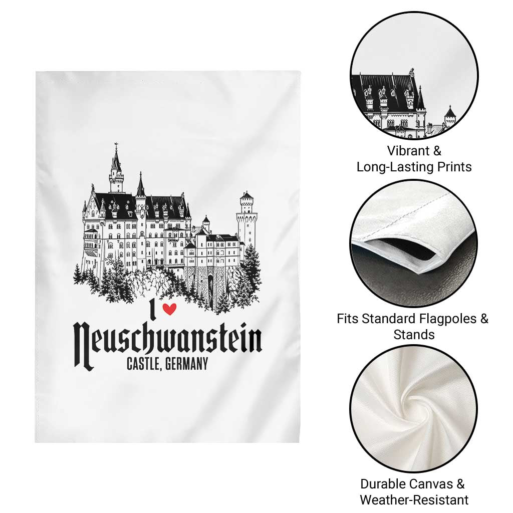 Neuschwanstein Castle Lover Garden Flag Vintage Bavaria I Love Germany