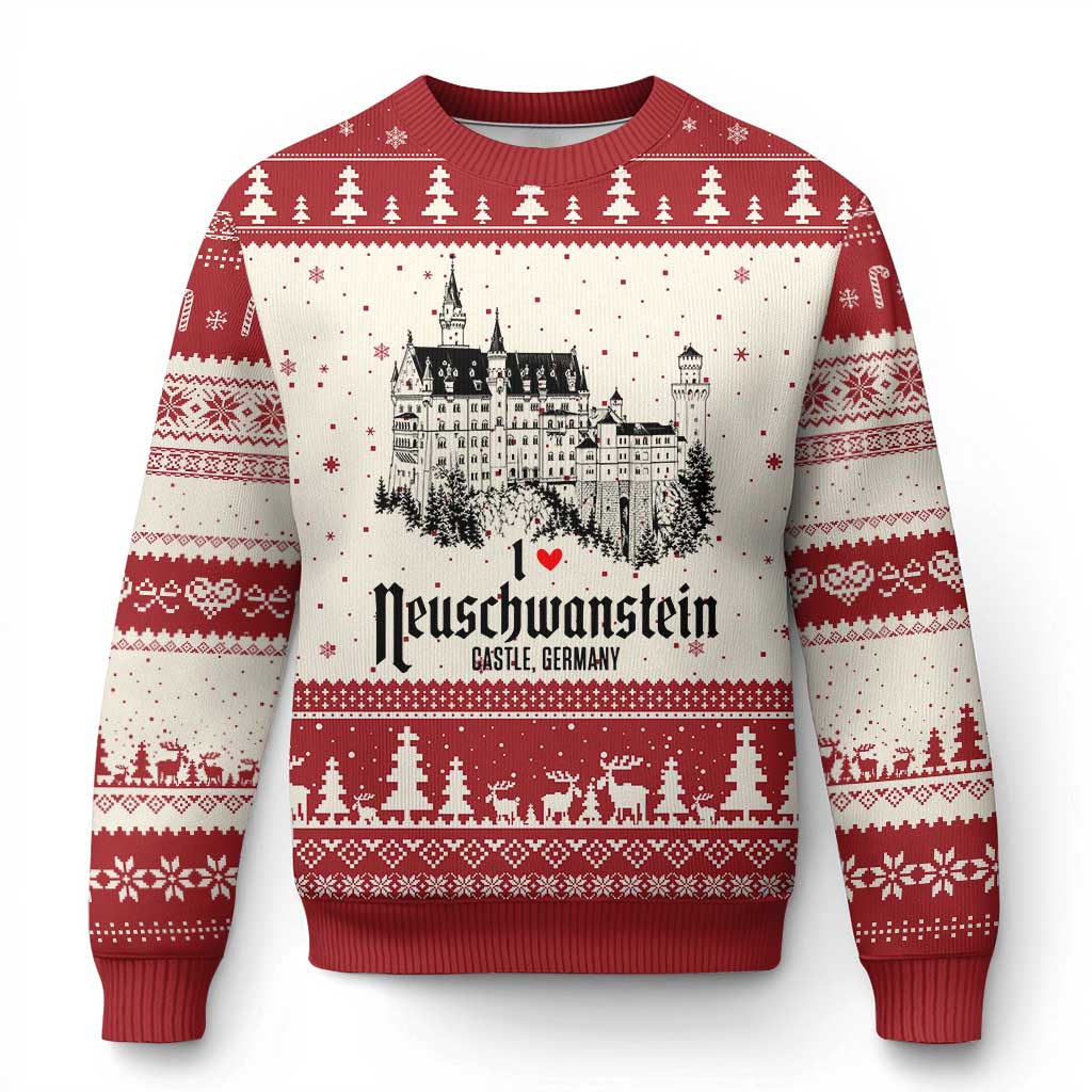 Neuschwanstein Castle Lover Ugly Christmas Sweater Vintage Bavaria I Love Germany