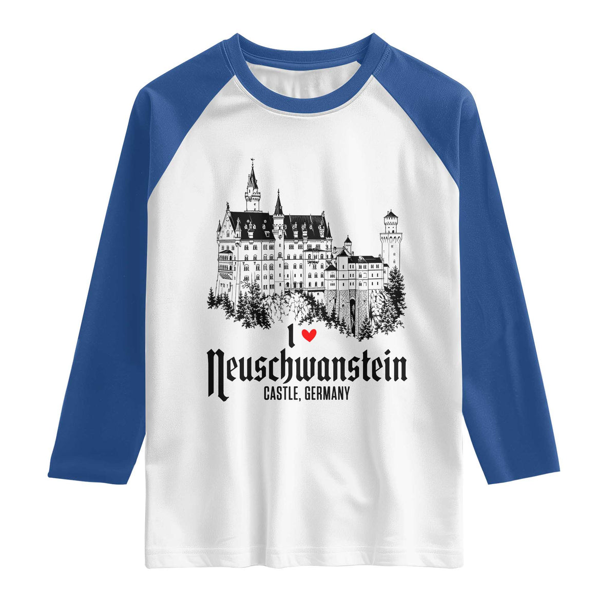 Neuschwanstein Castle Lover Raglan Shirt Vintage Bavaria I Love Germany
