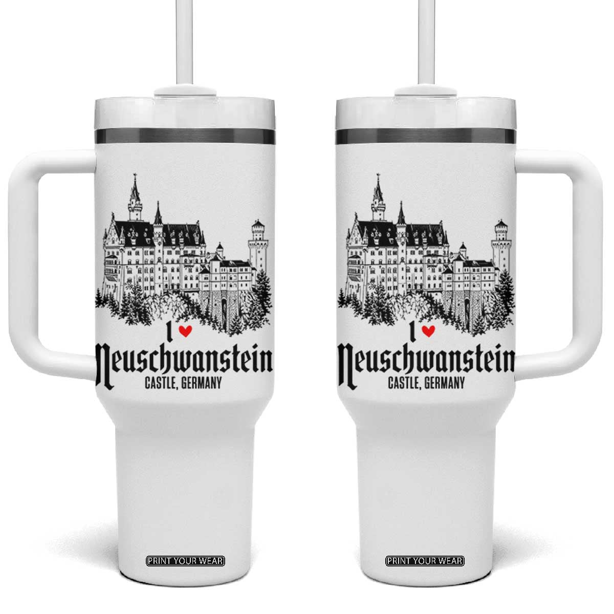 Neuschwanstein Castle Lover Tumbler With Handle Vintage Bavaria I Love Germany