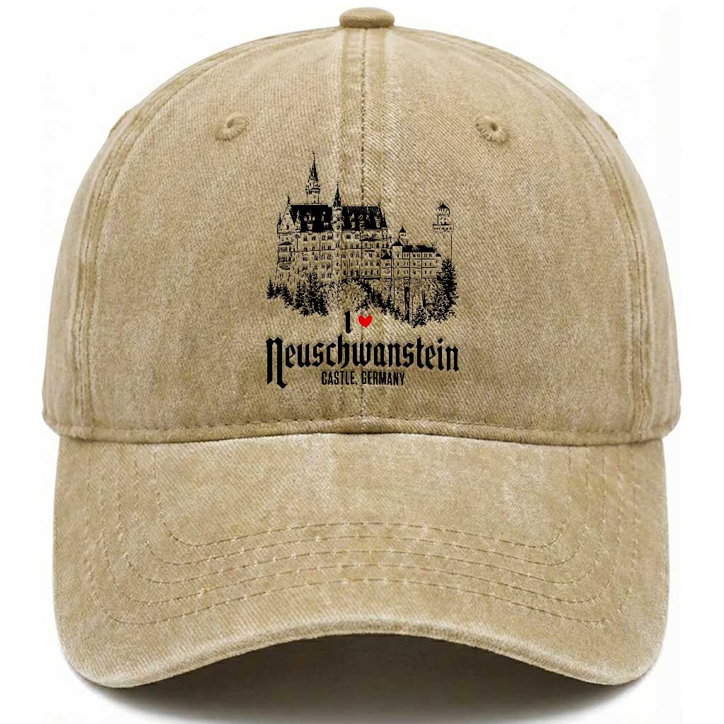 Neuschwanstein Castle Lover Washed Cotton Baseball Cap Vintage Bavaria I Love Germany