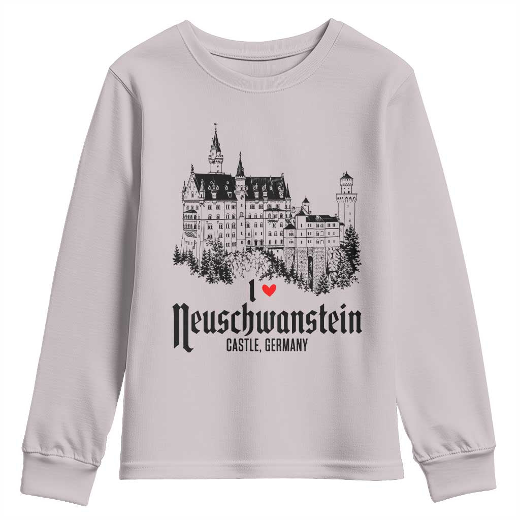 Neuschwanstein Castle Lover Youth Sweatshirt Vintage Bavaria I Love Germany