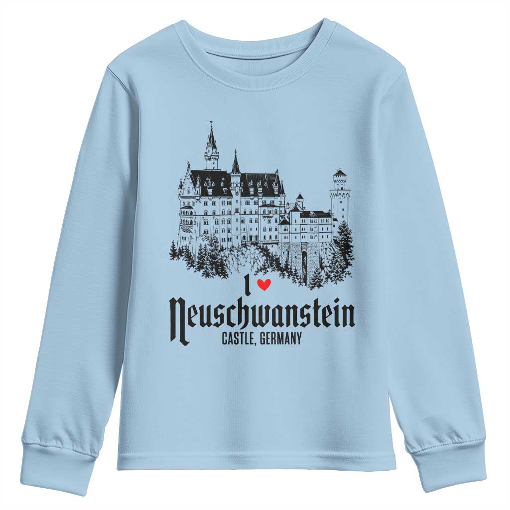 Neuschwanstein Castle Lover Youth Sweatshirt Vintage Bavaria I Love Germany