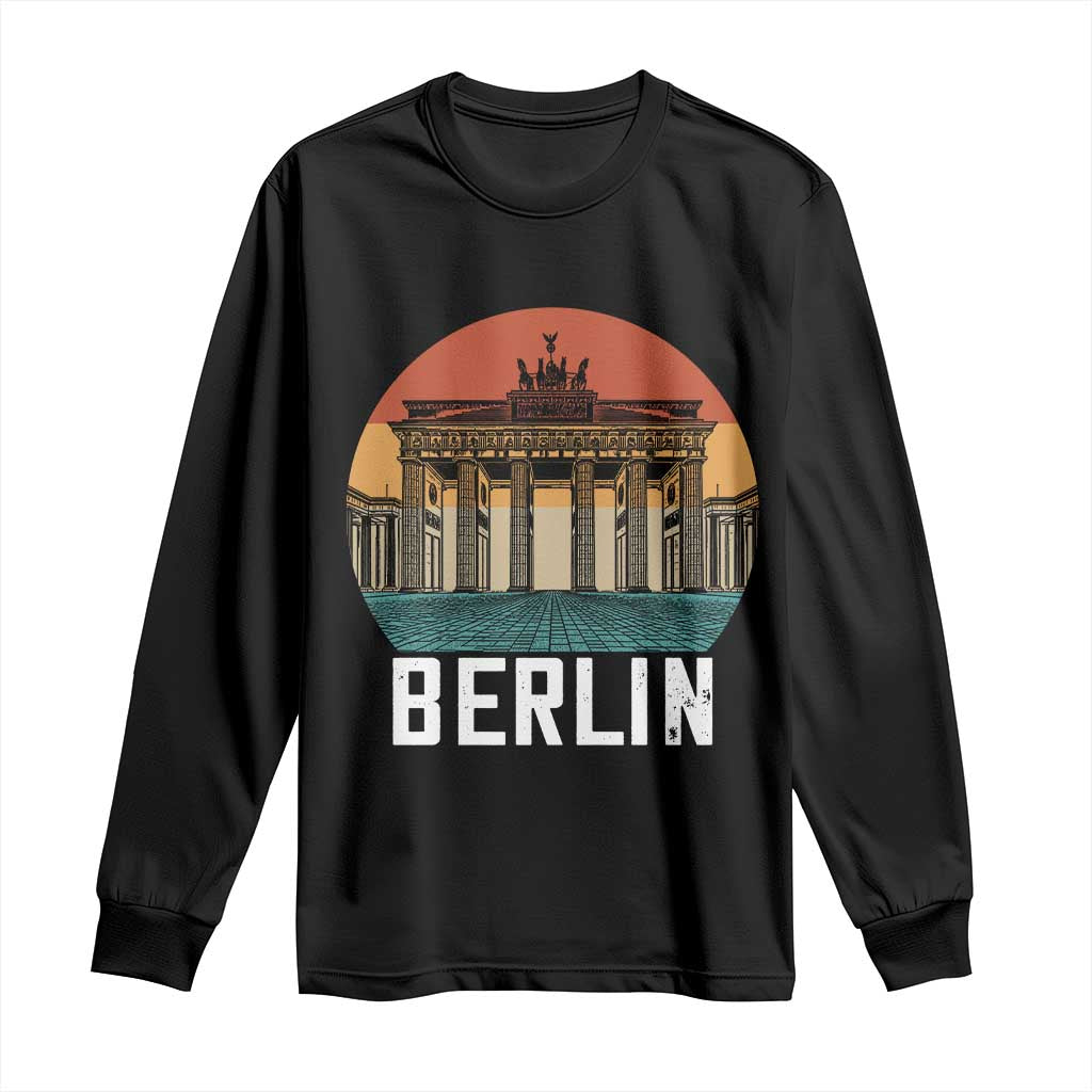 Berlin Germany Vintage Travel Brandenburg Gate European Vacation Souvenir Long Sleeve Shirt
