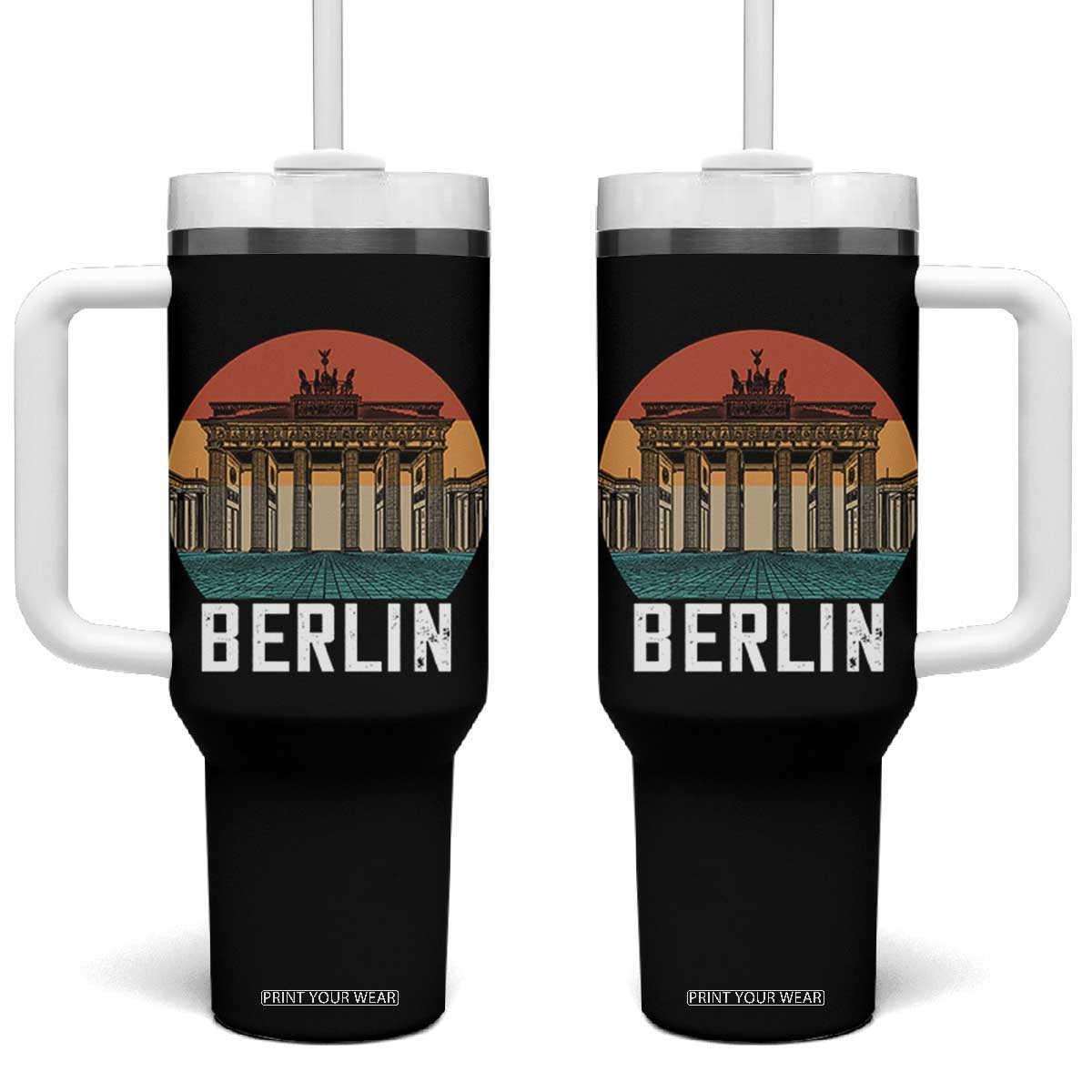 Berlin Germany Vintage Travel Brandenburg Gate European Vacation Souvenir Tumbler With Handle