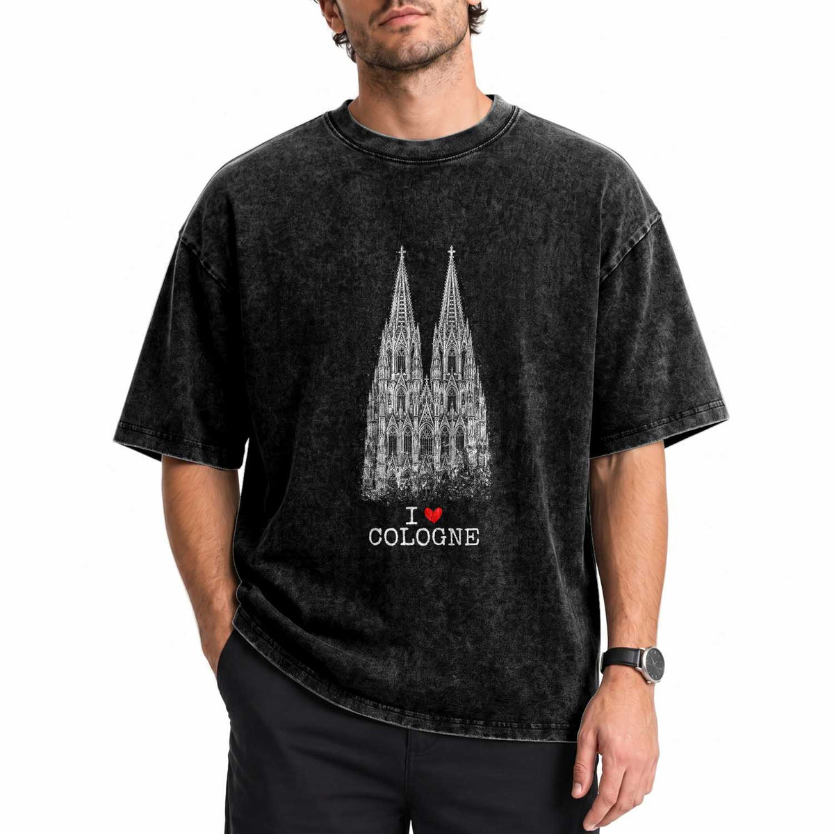 Cologne Cathedral Lover Vintage Köln German Skyline Washed Cotton T-Shirt