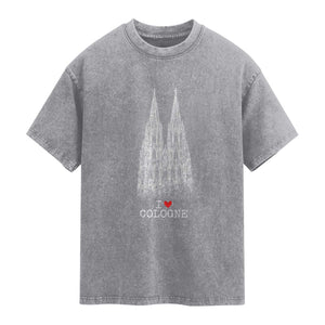 Cologne Cathedral Lover Vintage Köln German Skyline Washed Cotton T-Shirt