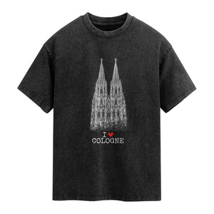 Cologne Cathedral Lover Vintage Köln German Skyline Washed Cotton T-Shirt