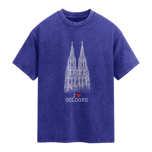 Cologne Cathedral Lover Vintage Köln German Skyline Washed Cotton T-Shirt