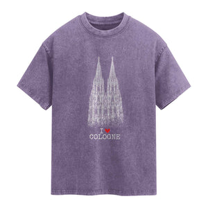 Cologne Cathedral Lover Vintage Köln German Skyline Washed Cotton T-Shirt