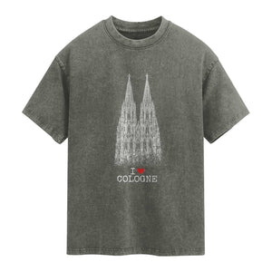 Cologne Cathedral Lover Vintage Köln German Skyline Washed Cotton T-Shirt