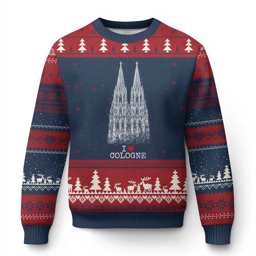 Cologne Cathedral Lover Vintage Köln German Skyline Ugly Christmas Sweater