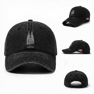 Cologne Cathedral Lover Vintage Köln German Skyline Washed Cotton Baseball Cap