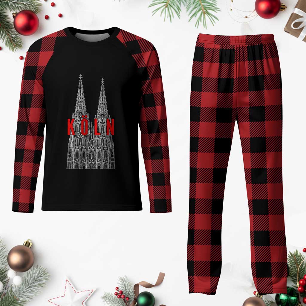 Cologne Cathedral Silhouette Köln German Graphic Plaid Pajama Set