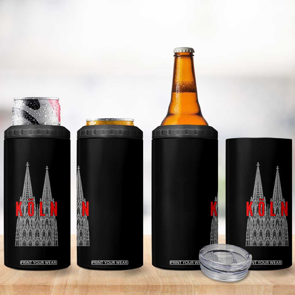Cologne Cathedral Silhouette Köln German Graphic 4 in 1 Can Cooler Tumbler